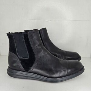 Donald Pliner Chelsea Boots Emery Mens 11.5M Black Leather Pull On Dress Shoe